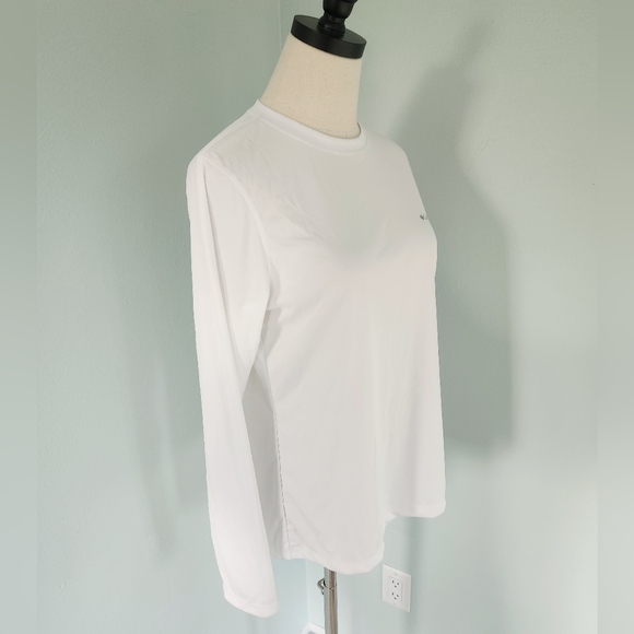 NWT Columbia Women's White/Pink Omni-Shade Long-Sleeve Shirt - Size Medium - Picture 4 of 9